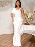 One-Shoulder Beaded Party Dress Chic Formal Bodycon Maxi Gown