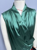 Women spring and summer sleeveless pleated sexy top