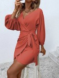Women Spring Summer Sexy Lace-up Satin Dress