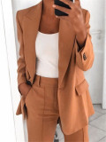 Spring/Summer Fashion Turn-Down Collar Blazer Pants Set