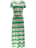 Elegant Holiday Casual Short-Sleeve Top & Pencil Skirt Set