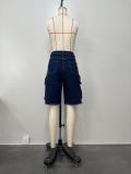 Women Ripped Cargo Denim Pants
