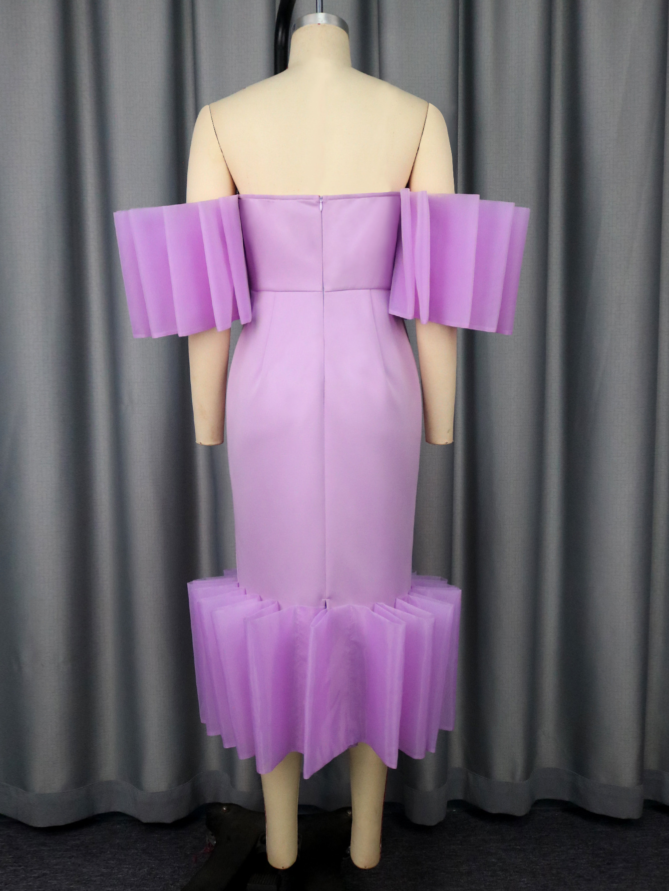Sexy Off Shoulder Purple Dress Ruffle Party Evening Gown