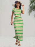 Elegant Holiday Casual Short-Sleeve Top & Pencil Skirt Set