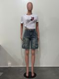 Women Ripped Cargo Denim Pants