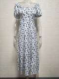Square Neck Long Floral Summer Dress