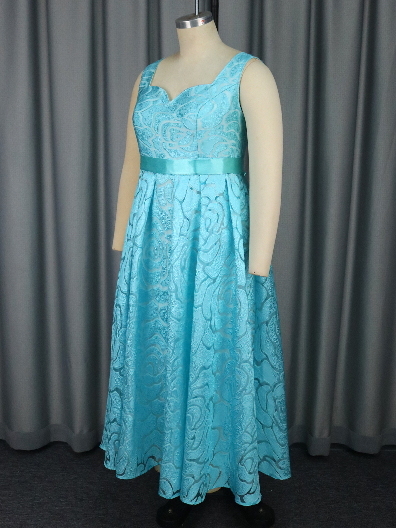 Women's Sexy V-Neck Strap Jacquard High-Waist Elegant Formal Party A-Line Dress