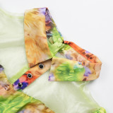 Plus Size Women Spring and Summer Tie-Dye Print Dress