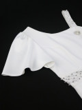 One-Shoulder Beaded Party Dress Chic Formal Bodycon Maxi Gown