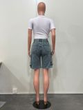 Women Ripped Cargo Denim Pants