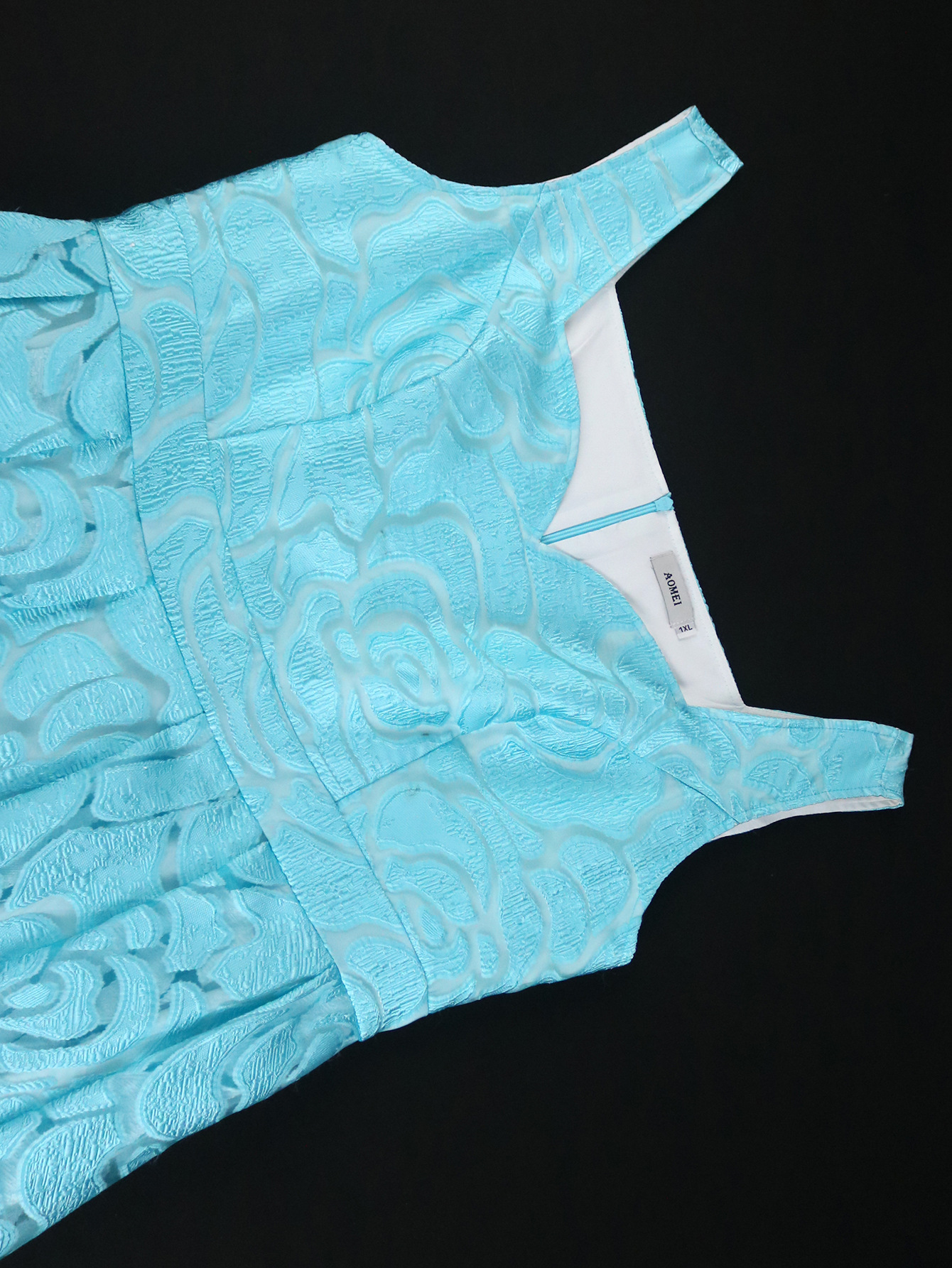 Women's Sexy V-Neck Strap Jacquard High-Waist Elegant Formal Party A-Line Dress