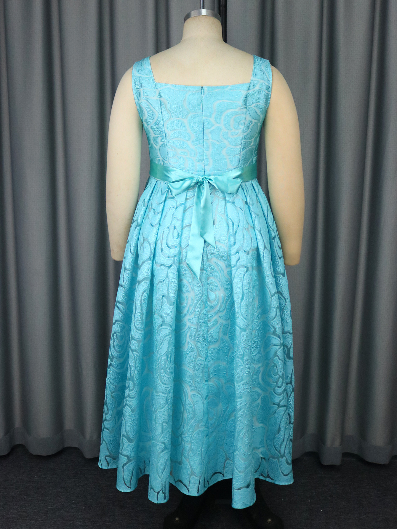 Women's Sexy V-Neck Strap Jacquard High-Waist Elegant Formal Party A-Line Dress