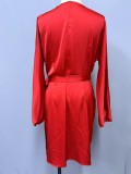 Women Spring Summer Sexy Lace-up Satin Dress