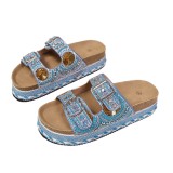 Summer Plus Size Rhinestone Boho Platform Sandals Outdoor Beach Style