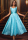 Women's Sexy V-Neck Strap Jacquard High-Waist Elegant Formal Party A-Line Dress
