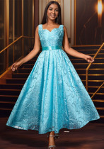 Women's Sexy V-Neck Strap Jacquard High-Waist Elegant Formal Party A-Line Dress Women's Sexy V-Neck Strap Jacquard High-Waist Elegant Formal Party A-Line Dress