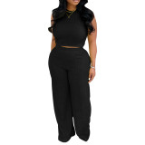 Women Sexy Vest Pleated Pants Two Piece Set