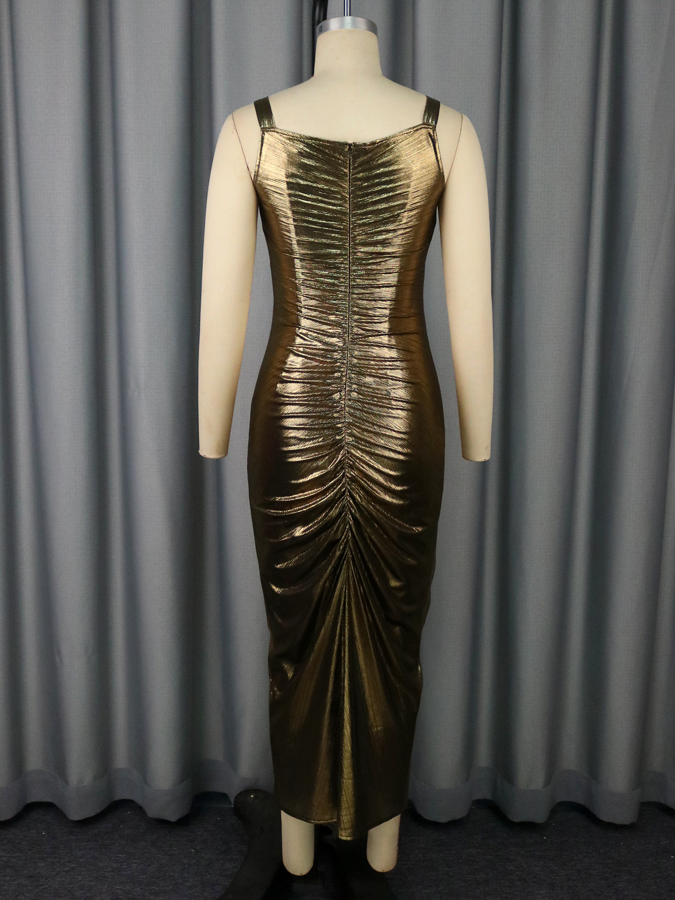 Summer Strapless Gold Party Dress Low-Back Sexy Chic Bodycon Dress