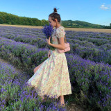Square Neck Long Floral Summer Dress