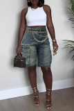 Women Ripped Cargo Denim Pants