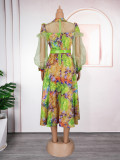 Plus Size Women Spring and Summer Tie-Dye Print Dress