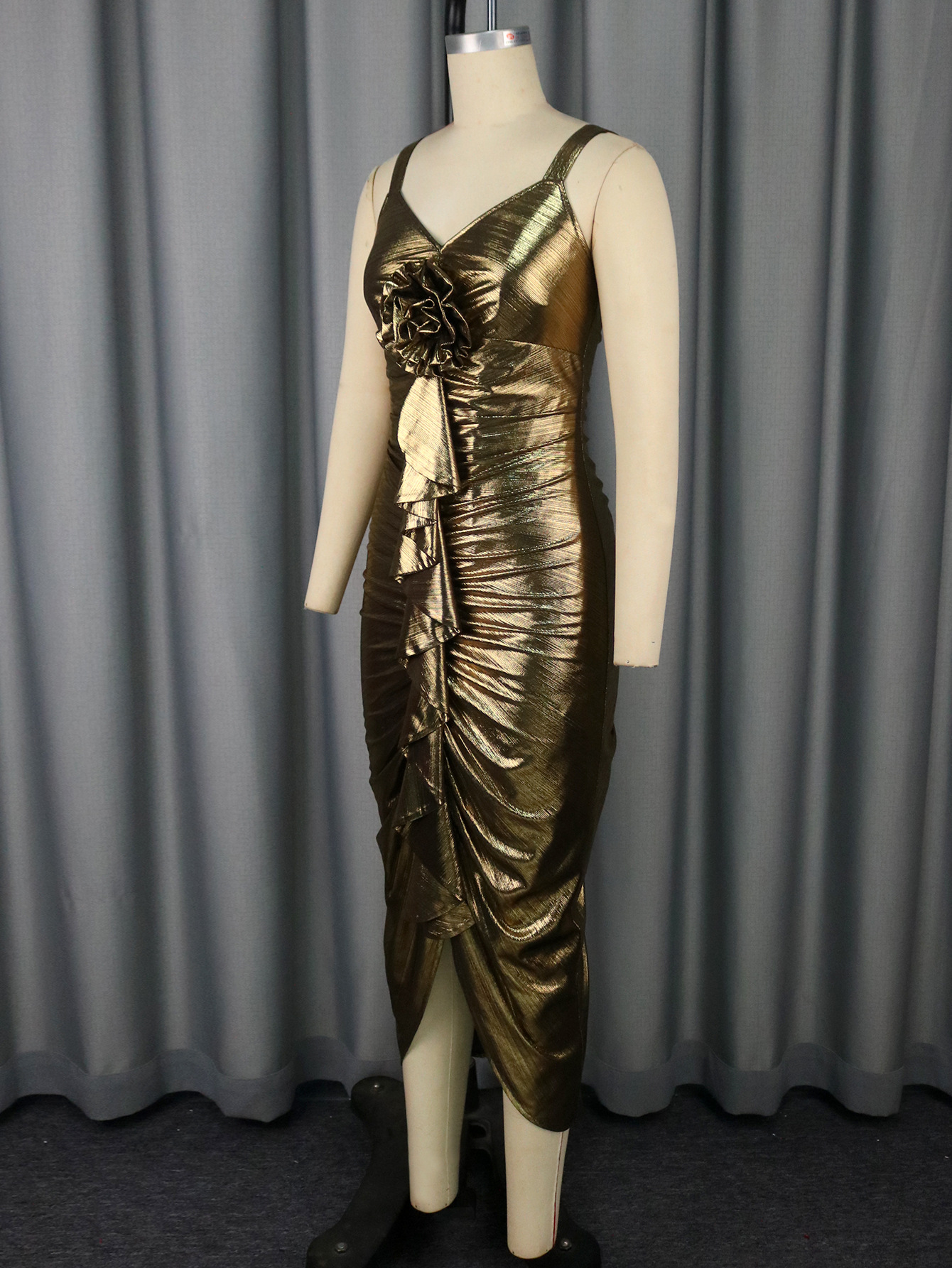 Summer Strapless Gold Party Dress Low-Back Sexy Chic Bodycon Dress
