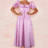 Square Neck Long Floral Summer Dress