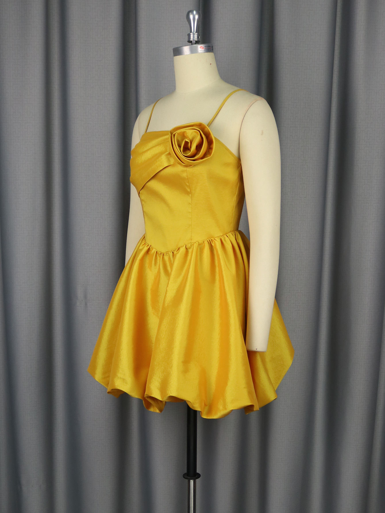 Floral Strapless Mini Dress Sexy Elegant Gold Party Gown