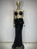 Floral Bustier Top & Long Skirt Beach Party Outfit