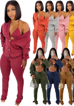 Women Jacket and Pocket Pants Three Piece Set Women Jacket and Pocket Pants Three Piece Set