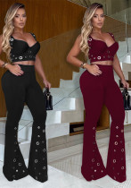 Women Sexy Top and Wide-Leg Pants Two-Piece Set Women Sexy Top and Wide-Leg Pants Two-Piece Set