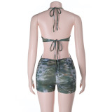 Women Printed Summer Halter Backless Jumpsuit