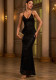 Women Strappy V-Neck Sequined Bodycon Formal Party Mermaid Evening Dress