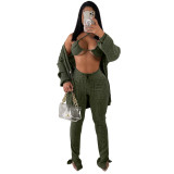 Women Jacket and Pocket Pants Three Piece Set