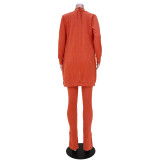 Women Jacket and Pocket Pants Three Piece Set