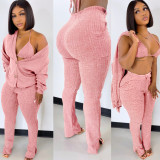 Women Jacket and Pocket Pants Three Piece Set