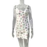 Women Spring/Summer Floral Sequin Slit Bodycon Sexy Dress