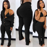 Women Jacket and Pocket Pants Three Piece Set
