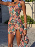 Women Spring/Summer Floral Sequin Slit Bodycon Sexy Dress