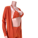 Women Jacket and Pocket Pants Three Piece Set