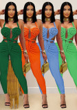 Women Sexy Casual Halter Neck Backless Solid Jumpsuit