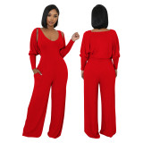Women’s Fashion Ribbed High-Stretch Cape Top Sleeveless Jumpsuit Set