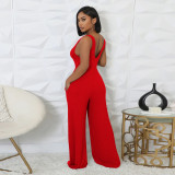 Women’s Fashion Ribbed High-Stretch Cape Top Sleeveless Jumpsuit Set