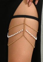 Women Sexy Beach Body Chain with Tassel Pearls and Leg Chain