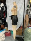 Women Casual Solid Leather Shorts