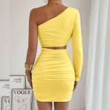 Women Slash Shoulder Cutout Bodycon Sexy Dress