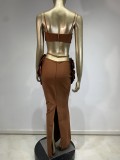 Floral Bustier Top & Long Skirt Beach Party Outfit