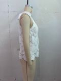 Women Summer Elegant Holiday Casual Lace Solid Halter Neck Top