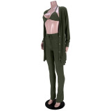 Women Jacket and Pocket Pants Three Piece Set