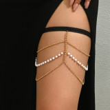 Women Sexy Beach Body Chain with Tassel Pearls and Leg Chain